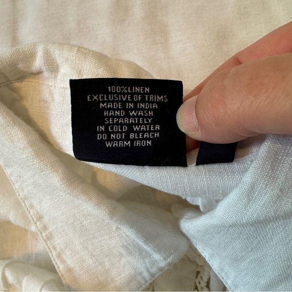 Madison Mathews XS 100% Linen White Button Top Blouse Peasant Boho Cottagecore - Picture 8 of 8